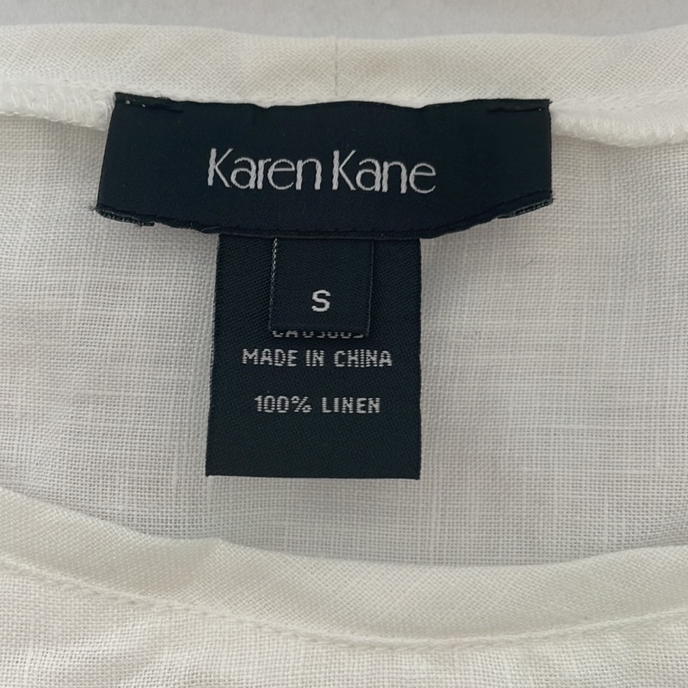 Karen Kane white embroidered 100% linen blouse size small - Picture 6 of 7